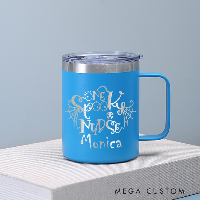  Personalized Laser Engraved Coffee Mug Custom One Spooky Nurse Design Coffee Mugs Insulated Stainless Steel Mugs