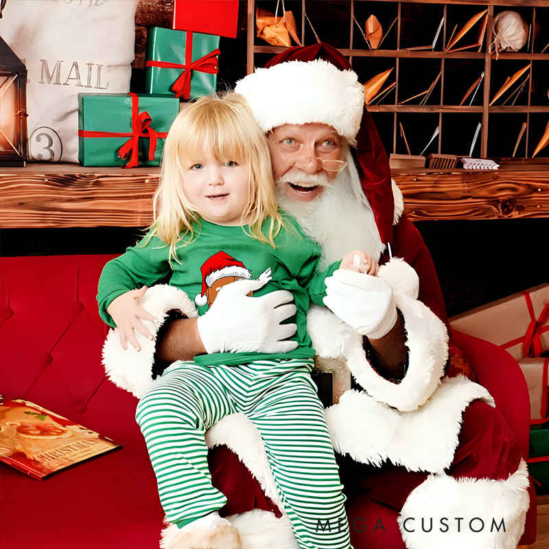 Personalized American Football Christmas Children's Pajamas with Custom Number