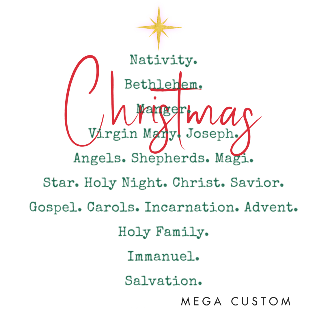 Personalized Christian Faith Jesus Religious Christmas Family Matching Crew Neck T-Shirts with Name Religious Gift for Family