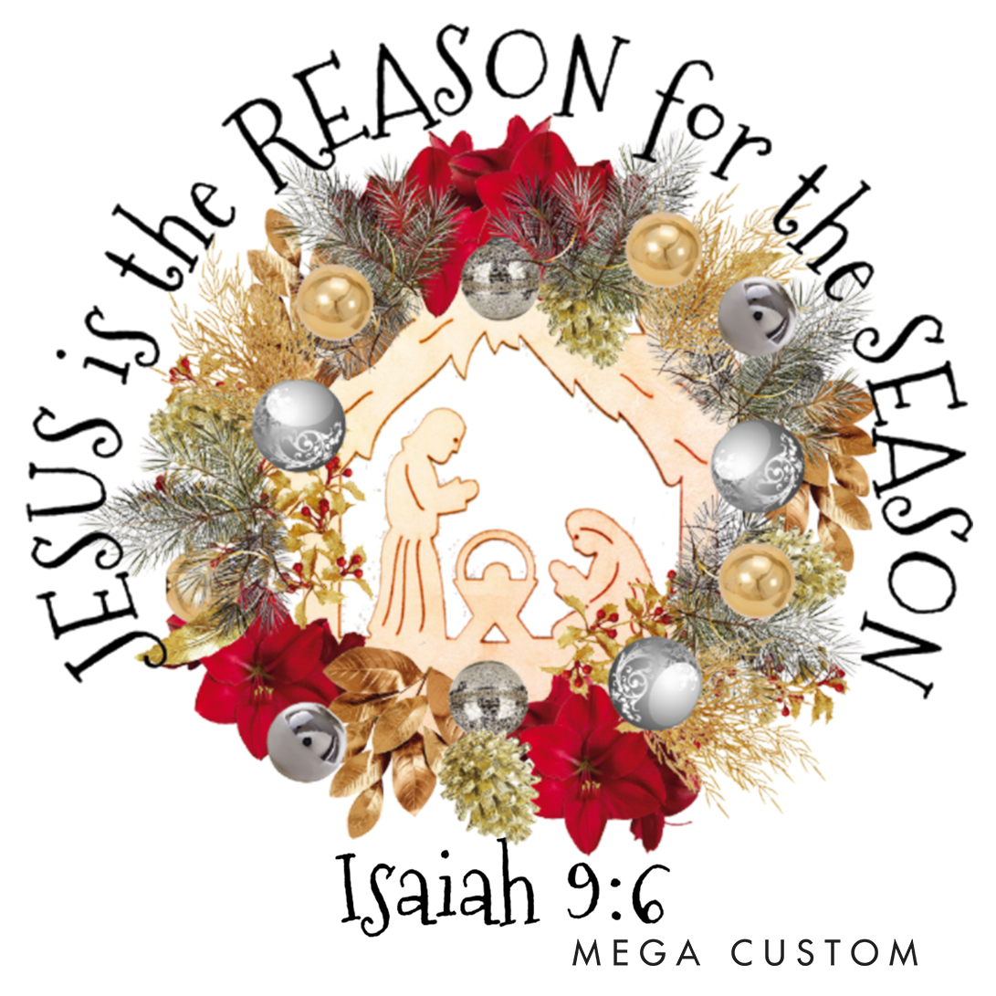 Personalized Jesus is the Reason Christmas Family Matching Crew Neck T-Shirts with Name Christmas Gift Religious Gift for Christians 