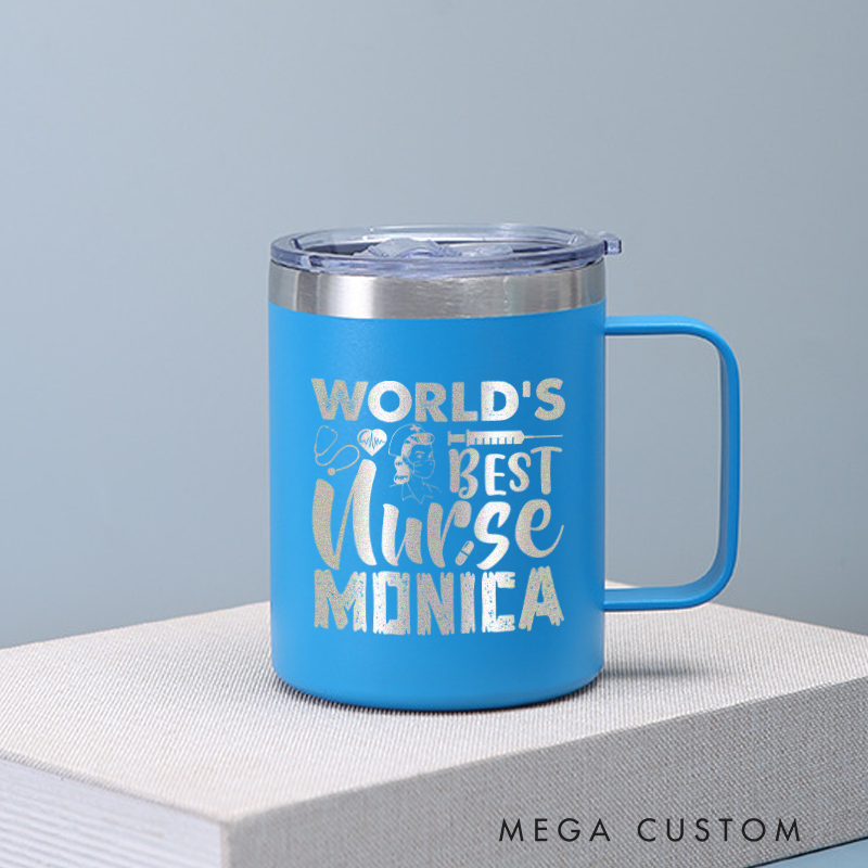 Personalized Laser Engraved Coffee Mug Custom World's Best Nurse Design Coffee Mugs Insulated Stainless Steel Mugs