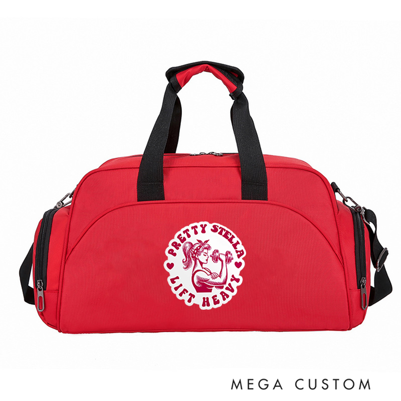 Personalized Monogram Sports Gym Duffel Bag Pretty Weightlifting Graphic Overnight Bag Gift Workout Bag for Athlete Personal Trainer