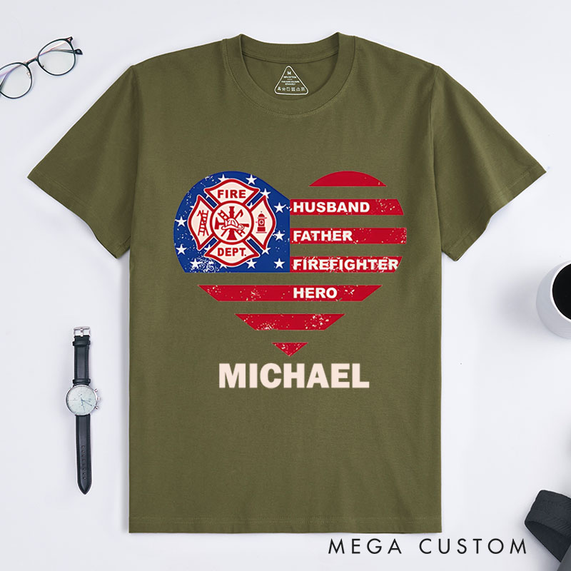 Personalized Firefighter T-Shirts Firefighter Heart Hero Fashion Design T-Shirts