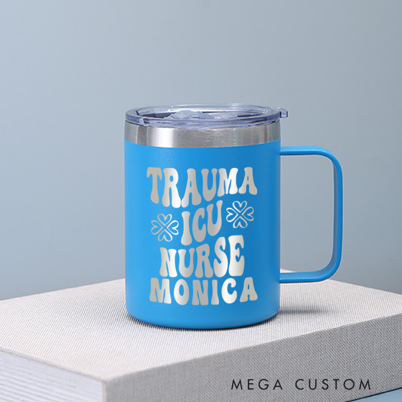 Personalized Laser Engraved Coffee Mug Custom Trauma ICU Nurse Design Coffee Mugs Insulated Stainless Steel Mugs