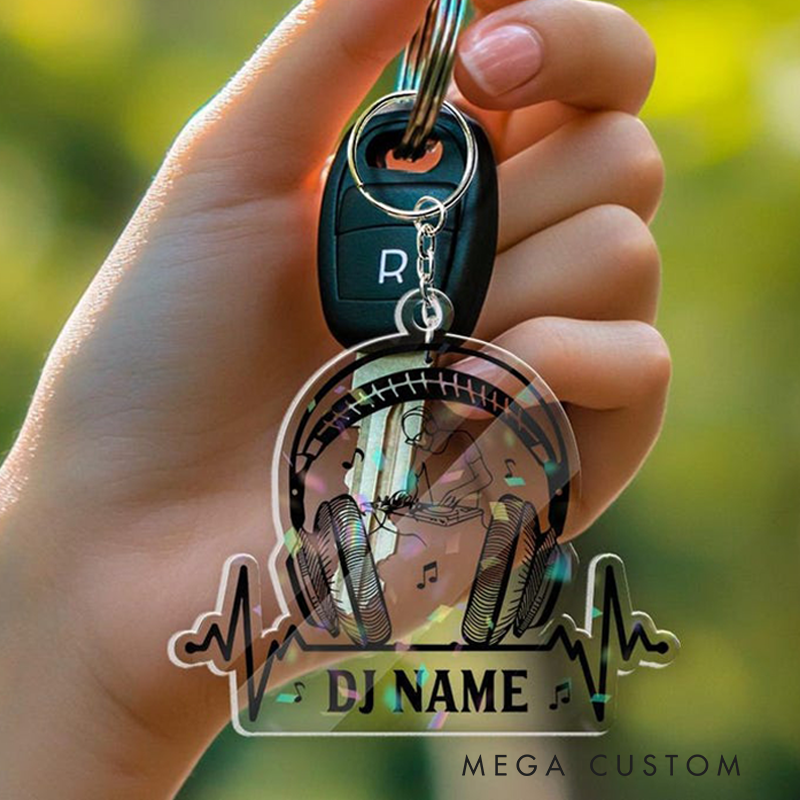 Personalized DJ Car Ornament Custom Acrylic DJ Rearview Mirror Decor Headphones Turntable Music Gift Custom DJ Gift