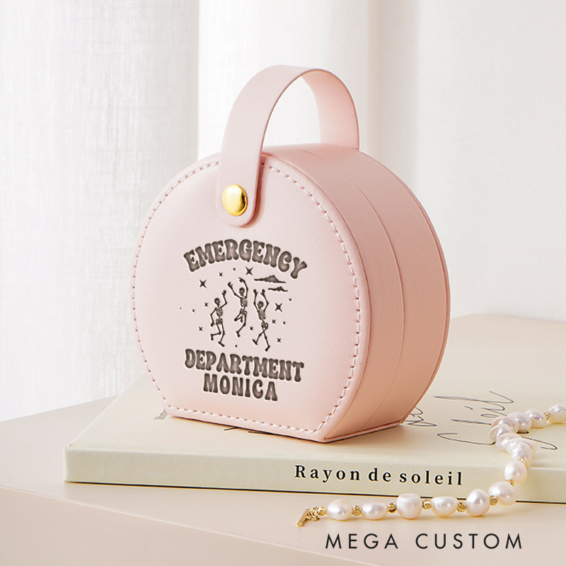 Personalized Leather Jewelry Box Engraved Emergency Department Design Nurse Jewelry Travel Case Custom Jewelry Organizer Gift
