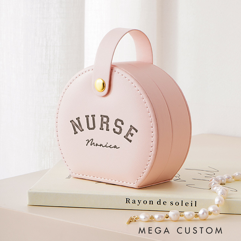 Personalized Leather Jewelry Box Engraved Classic Nurse Design Jewelry Travel Case Custom Jewelry Organizer Gift
