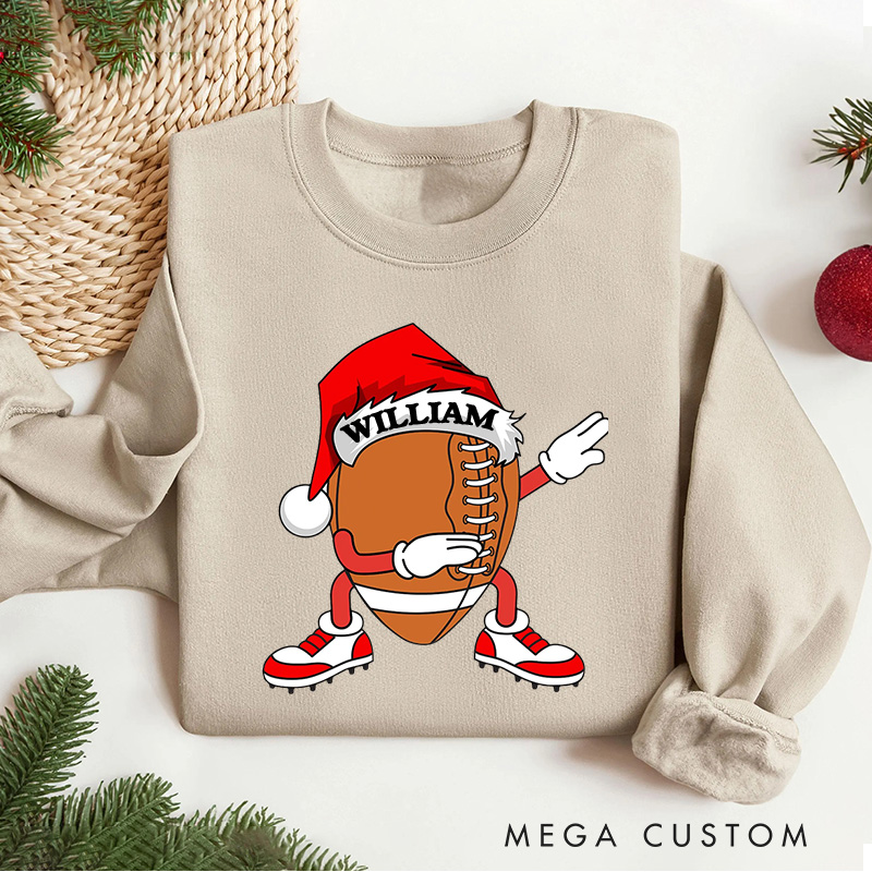 Personalized American Football Christmas Sweatshirt with Custom Number for Festive Style with a Fun Twist