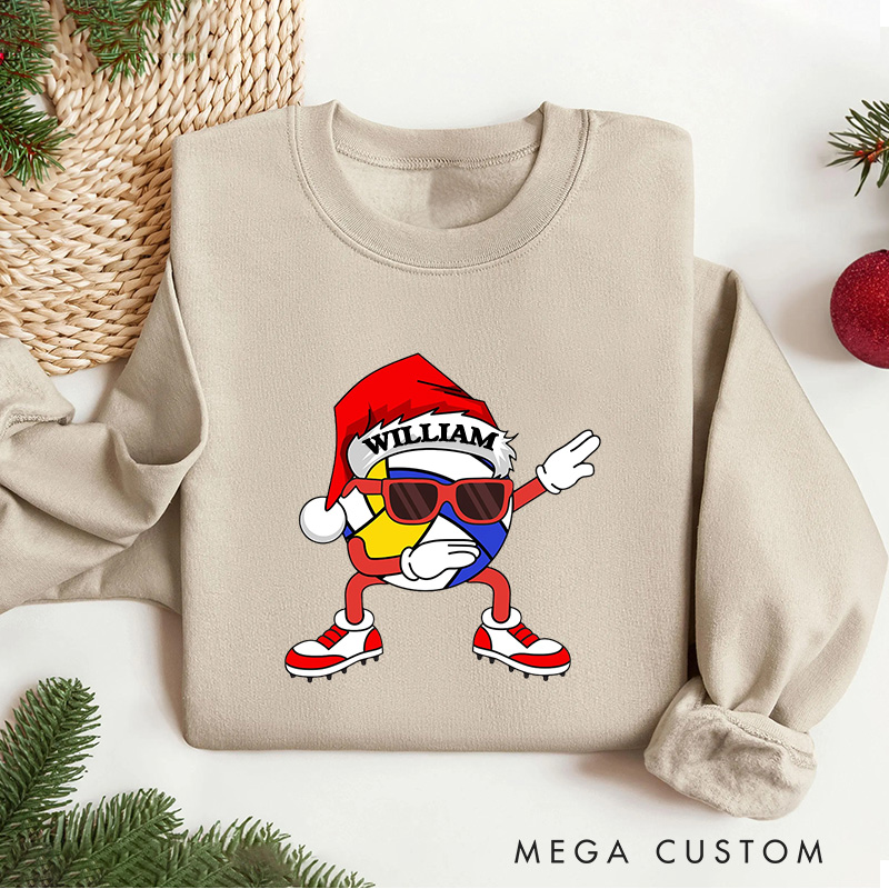 Personalized Dabbing Volleyball Christmas Sweatshirt with Custom Name