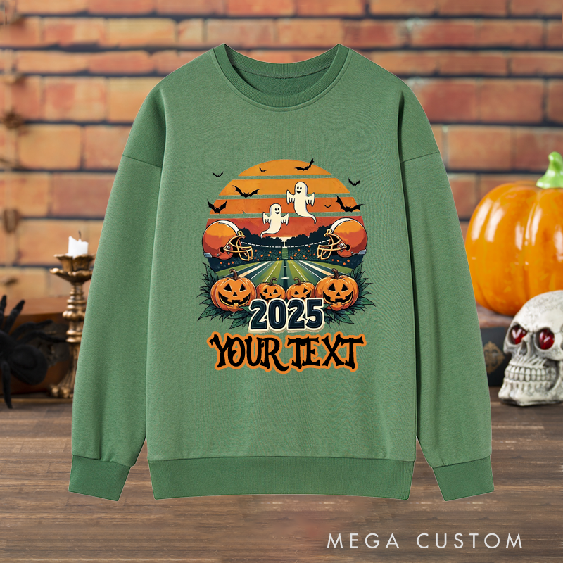 Personalized Halloween American Football Sweatshirt with Custom Your Text and Year for a Unique Touch