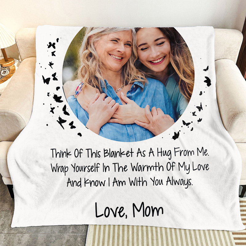 Personalized Memorial Mom Blanket in Memory of Photo Blanket Gift  Sympathy Blankets Hugs From Heaven Blanket 