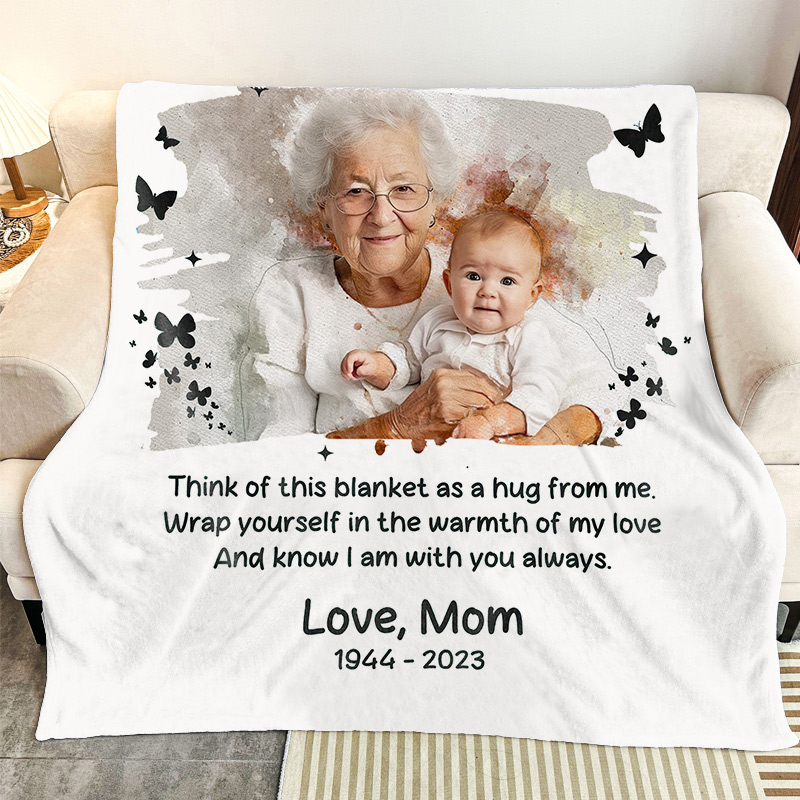 Personalized Memorial Blanket Custom Photo Remembrance Blanket A Hug From Heaven Gift Christmas gift in Loving Memory Blanket