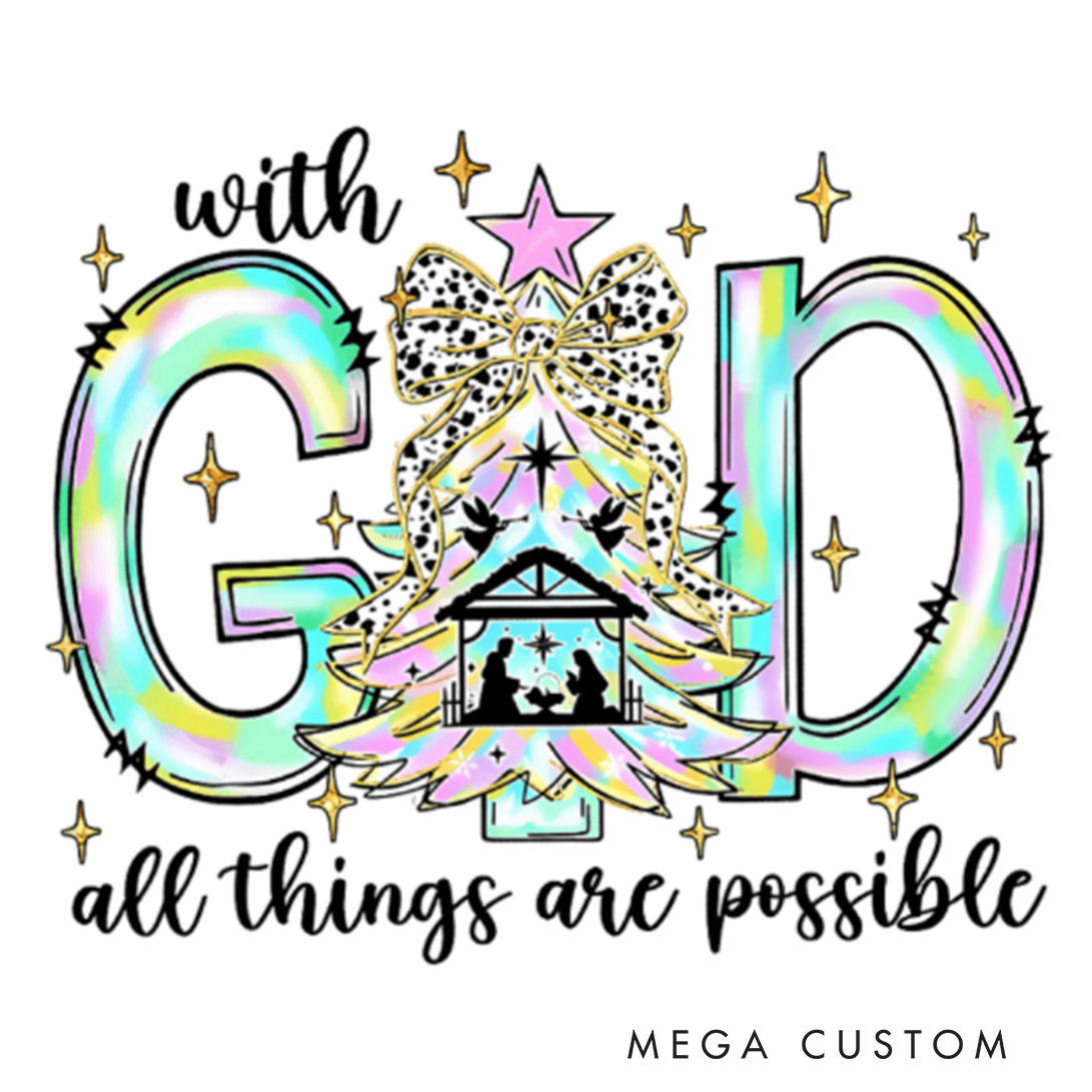 Personalized With God All Things Are Possible Christmas Family Matching Long Sleeve Pajama with Name Christmas Gift Religious Gift for Christians 