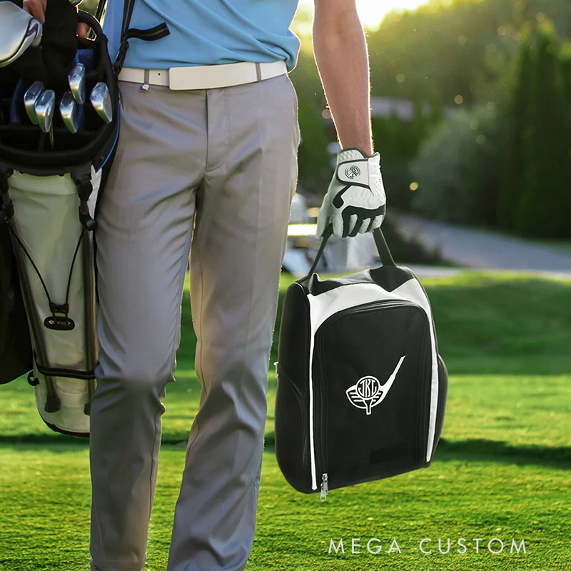 Personalized Golf Shoe Storage Bag with Elegant Embroidery Design
