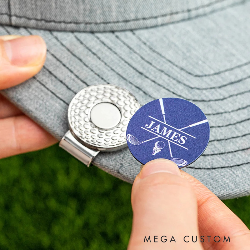 Personalized Golf Ball Marker Magnetic Hat Clip with Name 