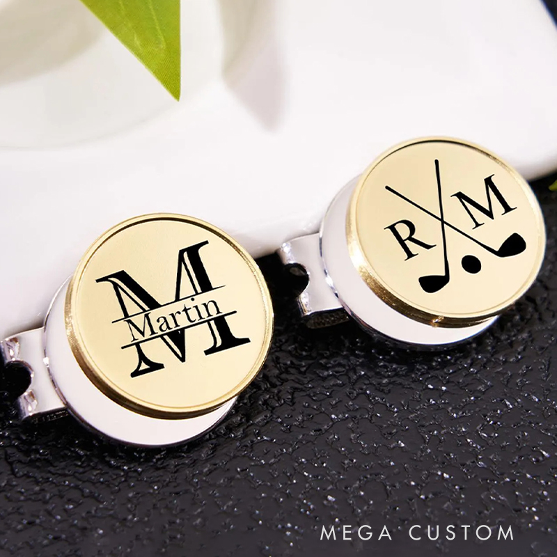 Personalized Magnetic Golf Ball Marker Featuring Name and Golf Graphics