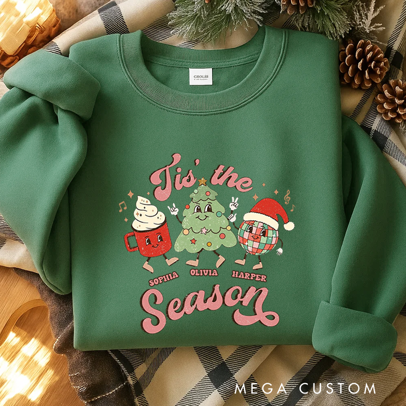 Personalized Classic Sweatshirts Tis the Season Sweatshirt Vintage Christmas Sweatshirt