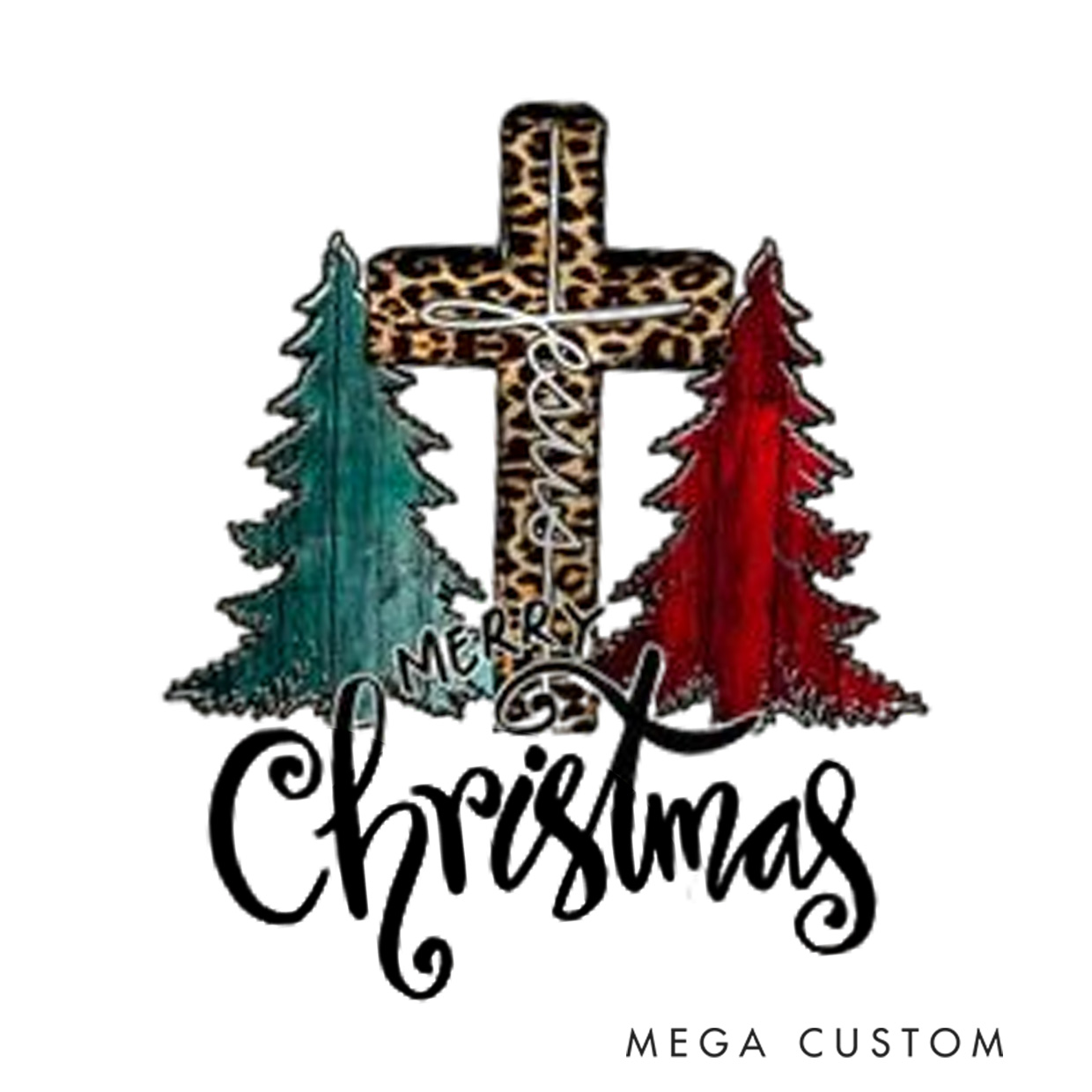 Personalized Merry Christmas Leopard Print Cross Long Sleeve Family Pajama Matching Set with Name Christmas Tree Jesus Pajama Religion Xmas Gift