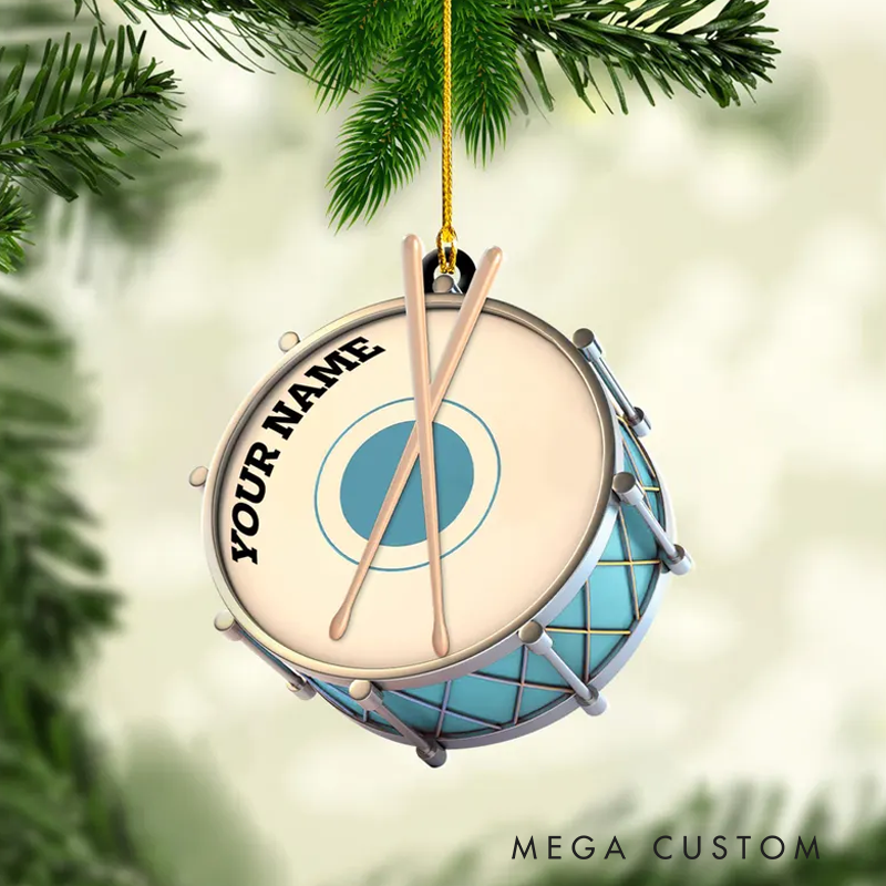 Personalized Drum Ornament for Music Lover Drum Ornaments for Christmas Tree Gift for Drummer Drummer Gifts