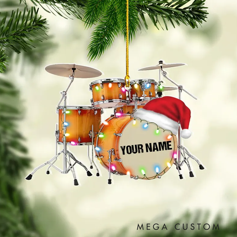 Personalized Drum Ornament for Music Lover Drum Ornaments for Christmas Tree Gift for Drummer Drummer Gifts