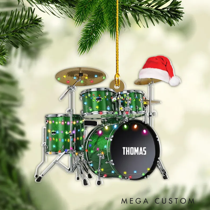 Personalized Drum Acrylic Christmas Ornament Gift for Drum Lover and Musician