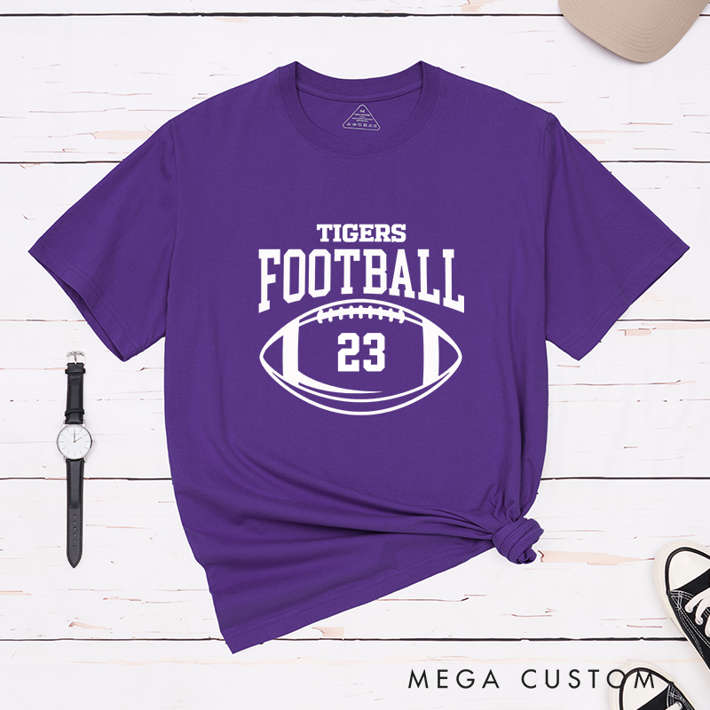 Personalized American Football and Rugby T-Shirt with Custom Team Name and Number