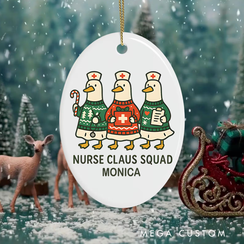 Personalized Nurse Christmas Ornament Nurse Claus Squad Design Christmas Ornament New Nurse Gift Funny Nursing Gifts