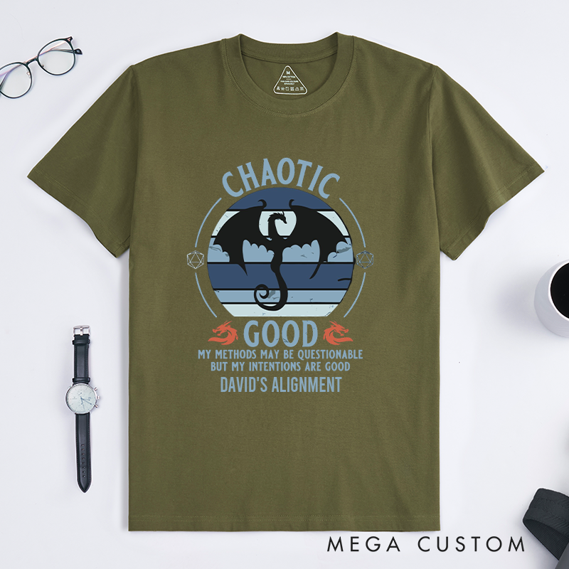 Personalized Chaotic Good DnD Geek Gamer T-Shirt Funny D&D Gift for Players Gift for Gamers Lover