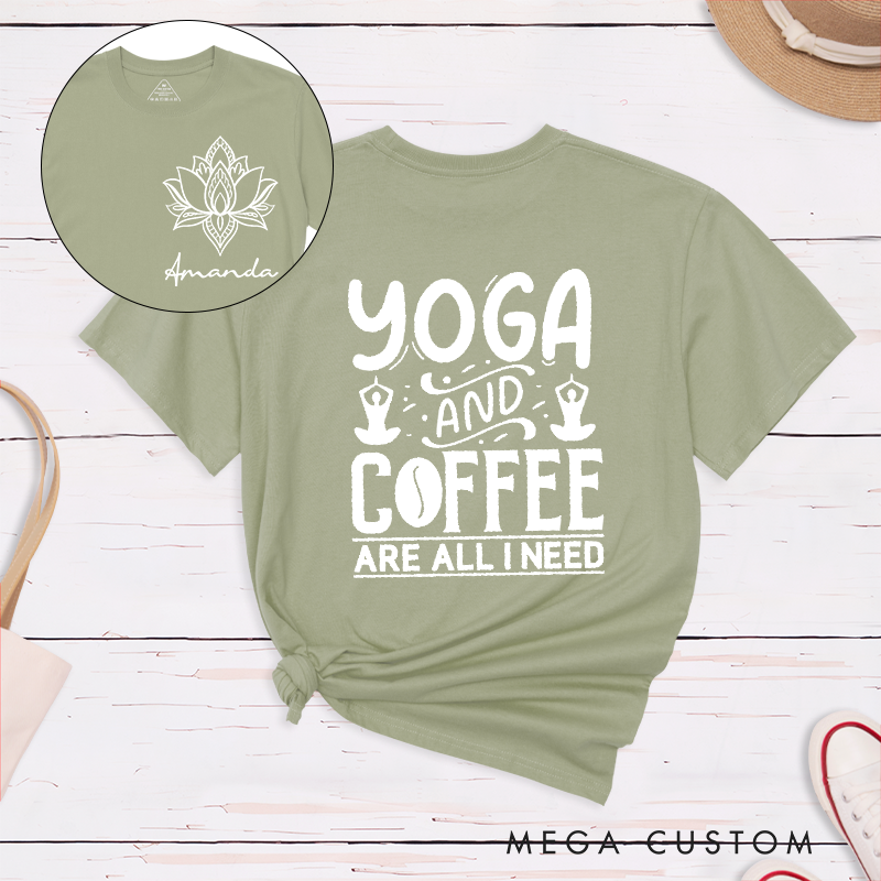 Personalized Yoga Chakra T-Shirt with Yoga and Coffee Quote Design Perfect Gift for Yoga Lover and Meditation