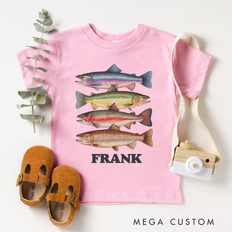 Personalized Colorful Fish with Name Kids T-Shirt 