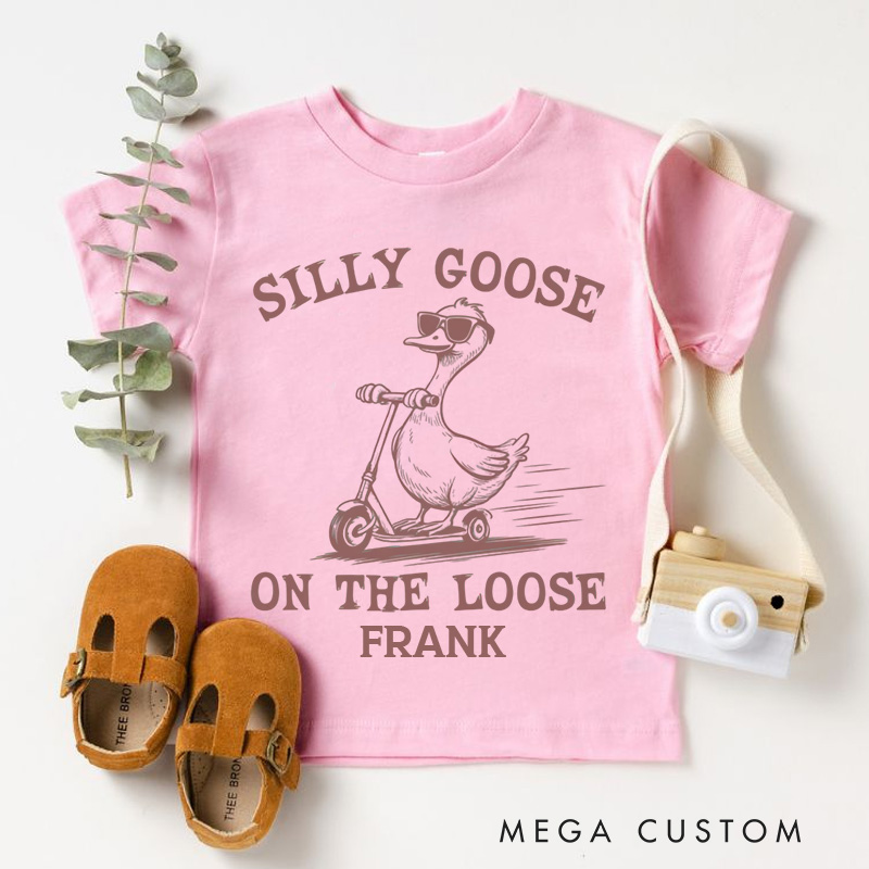 Personalized Silly Goose on The Loose Kids T-Shirt 