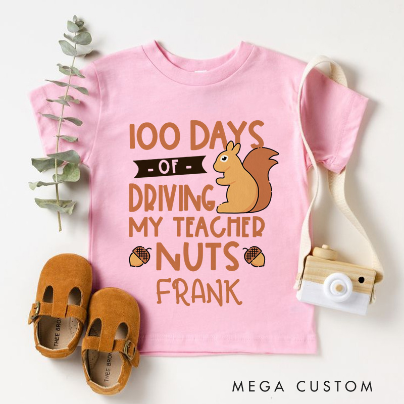 Personalized 100 Days Driving Teacher Nuts Kids T-Shirt 