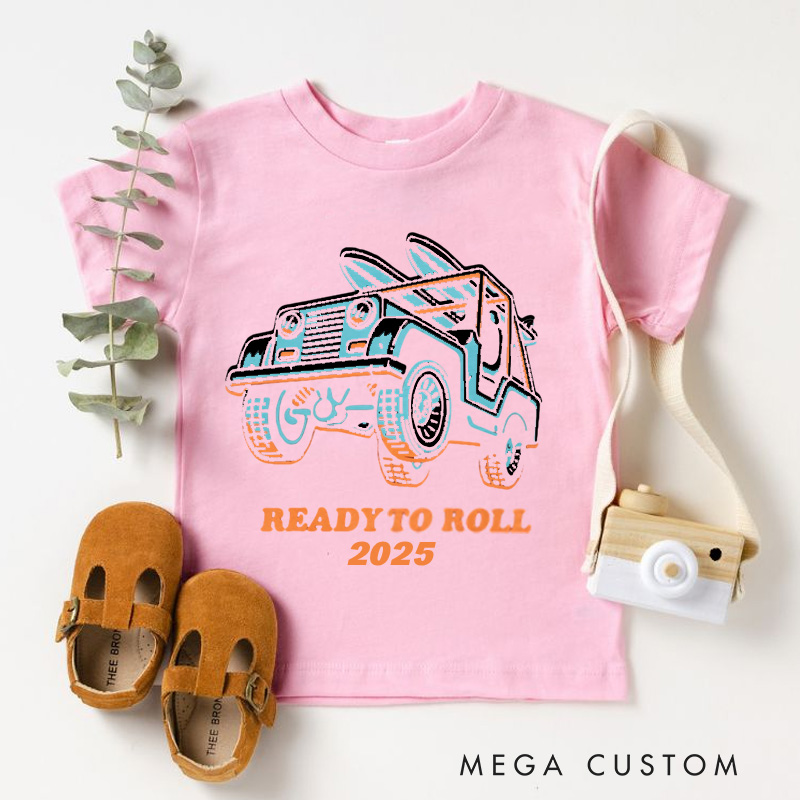 Personalized Ready to Roll Jeep Graphic Kids T-Shirt