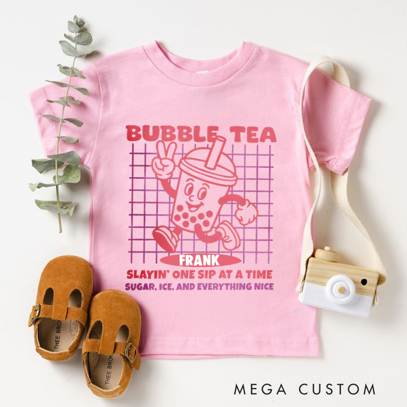 Personalized Bubble Tea Menu Funny Graphic Kids T-Shirt