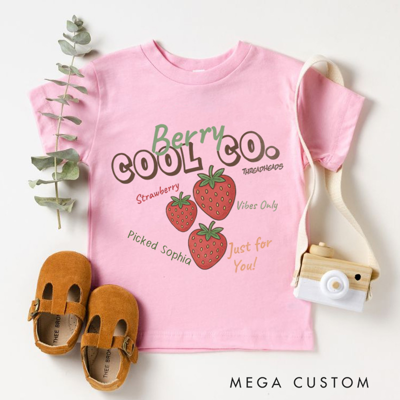 Personalized Berry Cool Strawberry Graphic Kids T-Shirt
