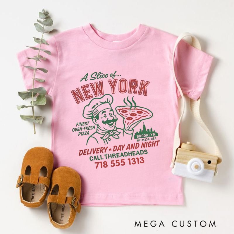 Personalized New York Pizza Delivery Slice Kids T-Shirt 