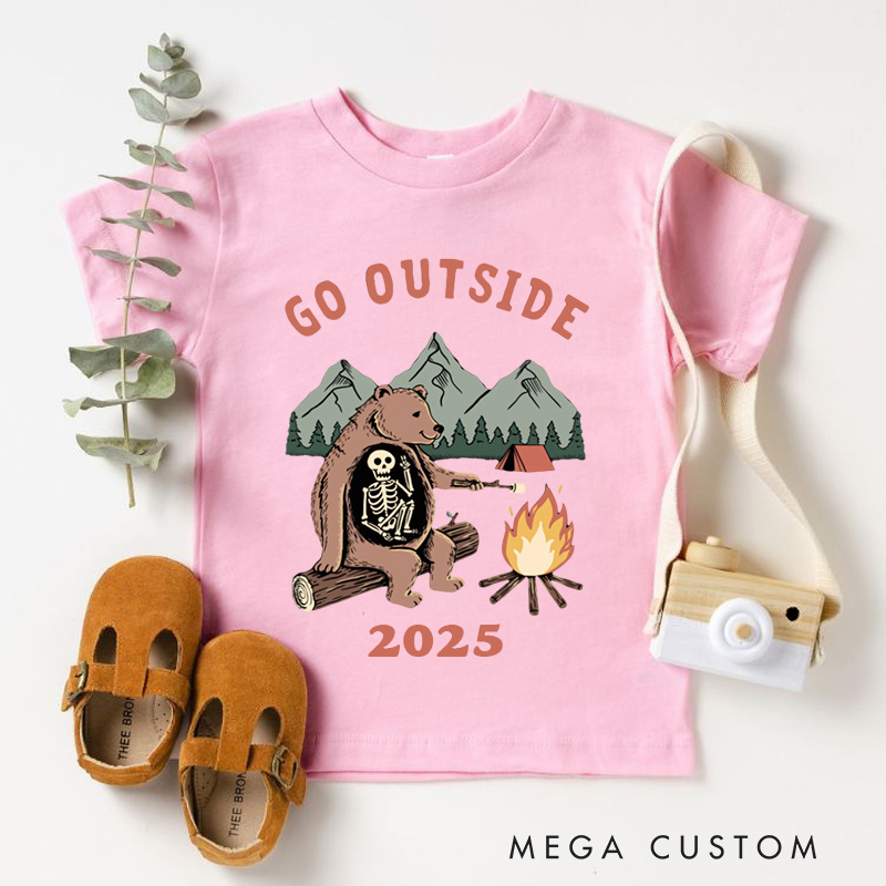 Personalized Go Outside Bear Campfire Adventure Kids T-Shirt