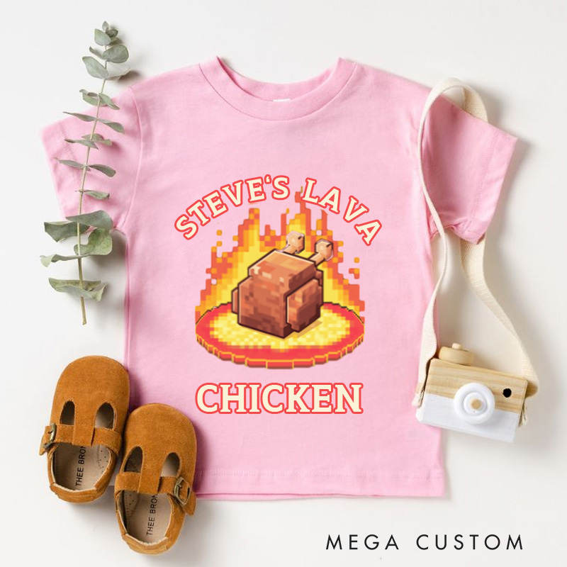 Personalized Steve's Lava Chicken Funny Graphic Kids T-Shirt 