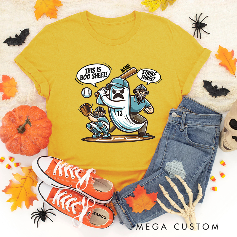 Personalized Baseball Ghost T-Shirt with Custom Name
