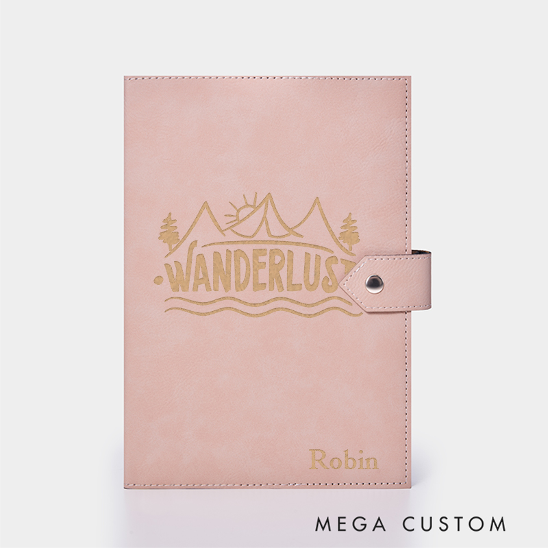 Personalized Wanderlust Leather Notebook for Traveling Lovers Leather Journal Travel Gift