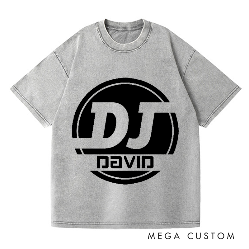 Personalized Washed T-Shirts DJ Name Music Tee
