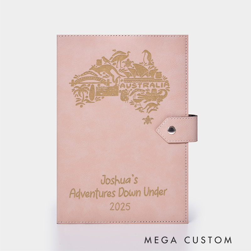 Personalized Australia Adventure Leather Notebook for Traveling Lovers Leather Journal Travel Gift