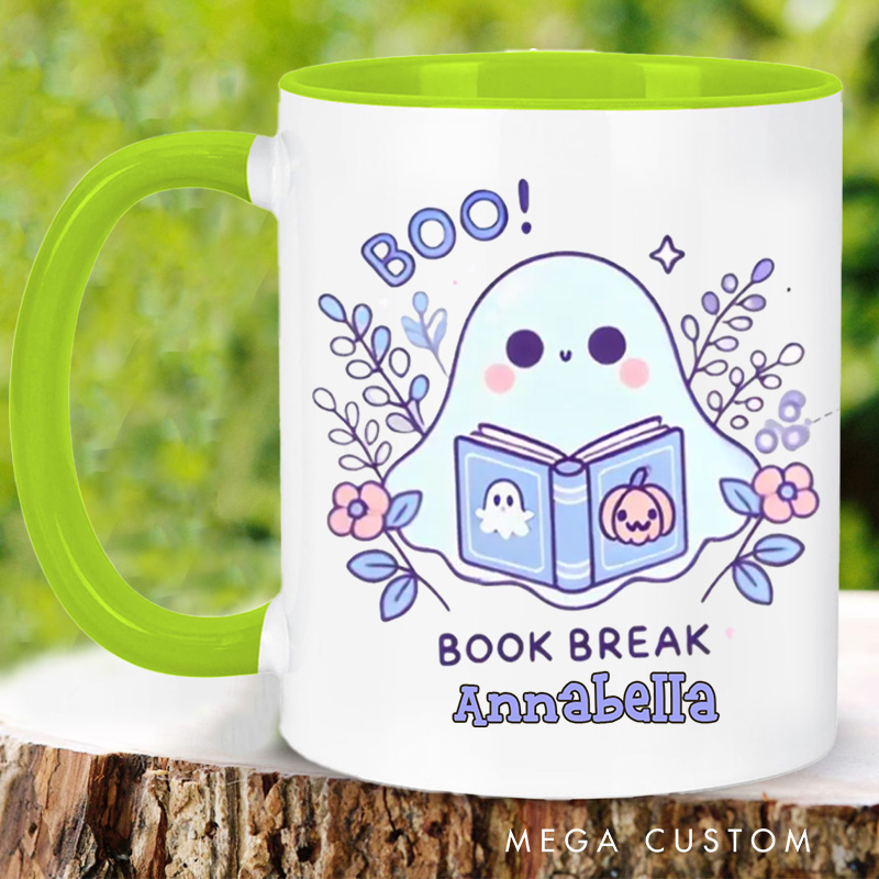 Personalized Cute Reading Ghost Mugs Custom Book Lover Mug with Name Ghost with Books Mug Book Lover Gift Bookish Halloween Gift