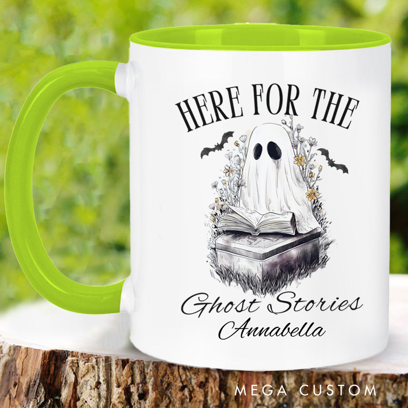 Personalized Here for the Ghost Stories Mugs Custom Halloween Ghost Mug with Name Reading Mug Book Lover Gift Reading Lover Halloween Gift
