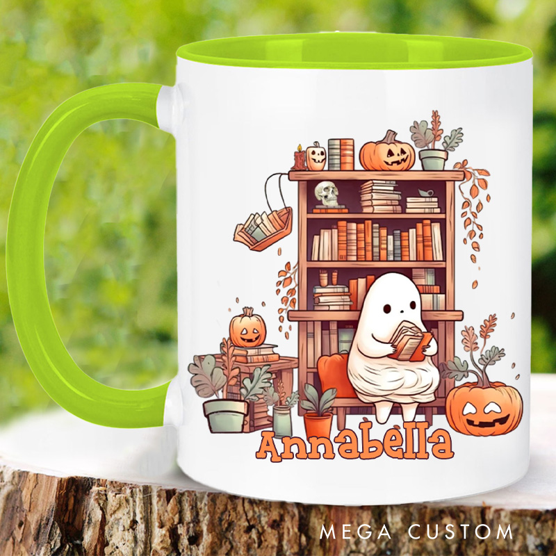 Personalized Reading Ghost Mugs Custom Spooky Coffee Mug with Name Librarian Mug Book Lover Gift Bookish Gift Librarian Gift Halloween Gift