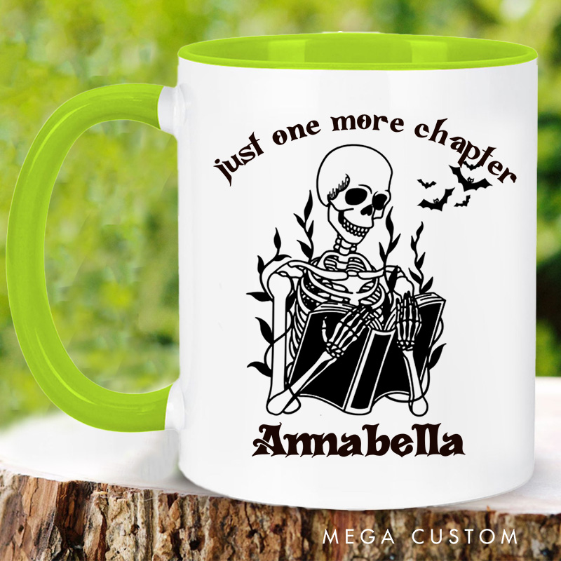 Personalized Just One More Chapter Mugs Custom Spooky Reader Coffee Mug with Name Librarian Mug Book Lover Gift for Bookish Halloween Gift