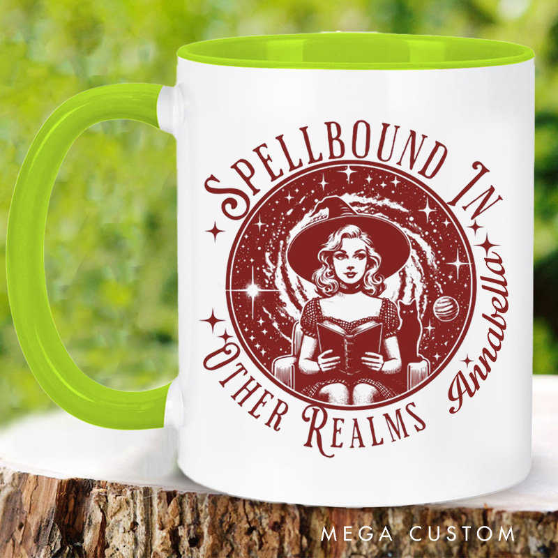 Personalized Spellbound in Other Realms Mugs Dark Academia Coffee Cup with Name Halloween Witch Mug Book Lover Gift for Bookish Gift