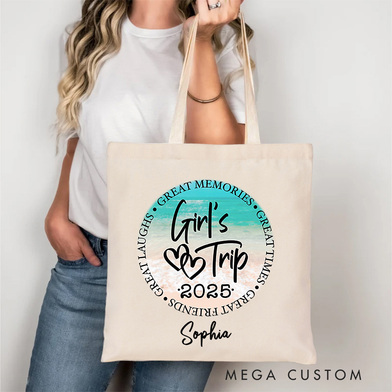 Personalized Girls Trip Tote Bag Gift for Traveling Lovers Gift for Beach Trip
