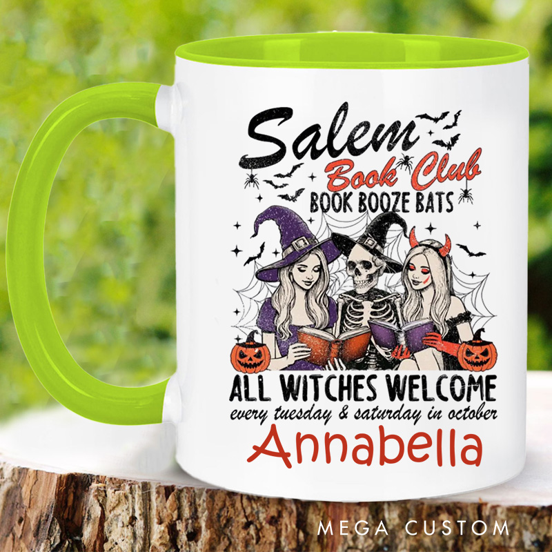 Personalized Book Club Mugs Custom Spooky Witch Coffee Mug with Name Halloween Mug Book Lover Gift for Librarian Gift Halloween Gift
