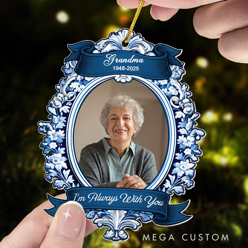 Personalized I'm Always with You Vintage Frame Photo Ornament Custom Acrylic Photo Ornament Sympathy Gift for Loss of Loved One